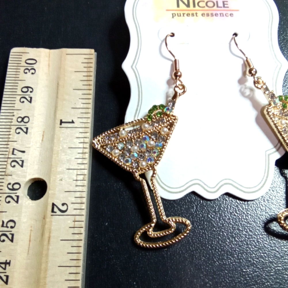 Crystal Martini Glass Earrings – Luxe Cocktail Statement - Picture 5 of 6